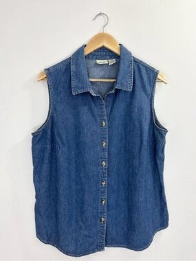 Vintage Cherokee Denim Vest 90s Y2K Button Front Womens  Cottagecore